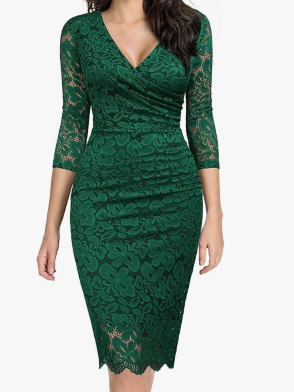 Miusol  Retro Cross Over Floral Lace Dress